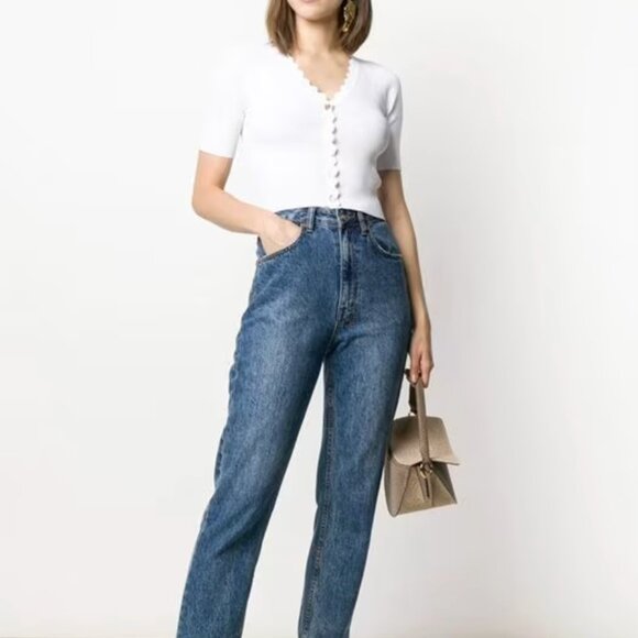 Sandro Cream Ribbed Knit Top - Picture 2 of 8